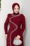 DİCLE TESETTÜR ABİYE ELBİSE Bordo