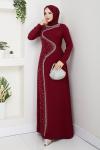 DİCLE TESETTÜR ABİYE ELBİSE Bordo