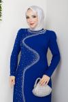 DİCLE TESETTÜR ABİYE ELBİSE SaksMavisi