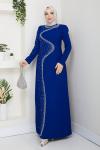 DİCLE TESETTÜR ABİYE ELBİSE SaksMavisi