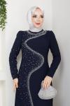 DİCLE TESETTÜR ABİYE ELBİSE Lacivert