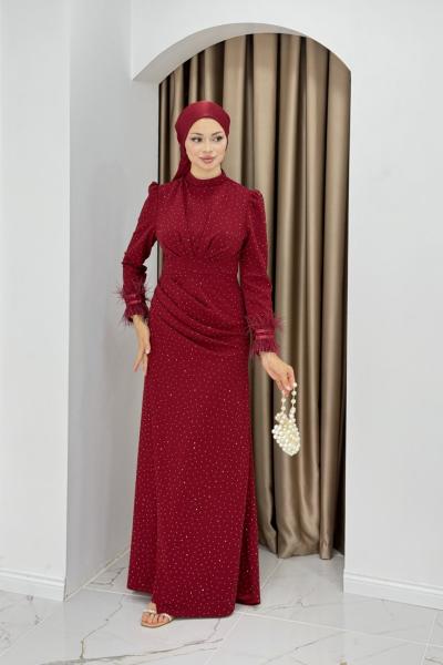 ELÇİN ABİYE ELBİSE Bordo