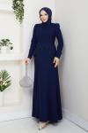 EZGİ TESETTÜR ABİYE ELBİSE  Lacivert