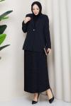 FATMA TESETTÜR ETEKLİ TAKIM  Siyah