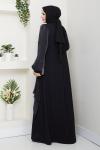 FİRÜZE ABİYE TESETTÜR ELBİSE Siyah
