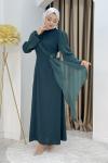 FİRÜZE ABİYE TESETTÜR ELBİSE Zümrüt