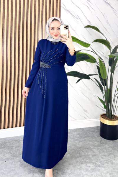 GÜLCE TESETTÜR ELBİSE Lacivert