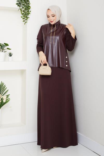 HALİSE TESETTÜR ELBİSE Bordo