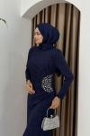 HÜRREM TESETTÜR ABİYE ELBİSE  Lacivert