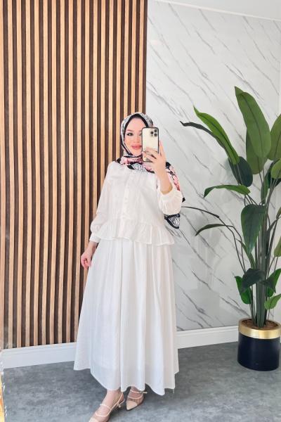 İLKİM YAZLIK TESETTÜR TAKIM  Beyaz