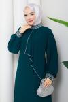 İPEK TESETTÜR ABİYE ELBİSE  Zümrüt
