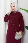 İPEK TESETTÜR ABİYE ELBİSE  Bordo