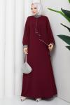 İPEK TESETTÜR ABİYE ELBİSE  Bordo