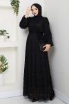 LEYLA TESETTÜR ELBİSE Siyah