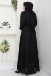 LEYLA TESETTÜR ELBİSE Siyah