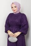 LEYLA TESETTÜR ELBİSE Mor