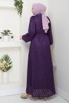 LEYLA TESETTÜR ELBİSE Mor