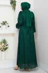 LEYLA TESETTÜR ELBİSE Zümrüt