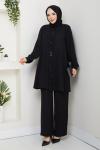 MELTEM TESETTÜR PANTOLONLU TAKIM  Siyah