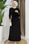 MERVE TESETTÜR ELBİSE Siyah