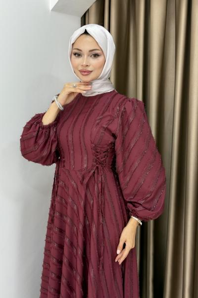 MESİA TESETTÜR ELBİSE Bordo
