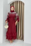 MÜGE TESETTÜR ABİYE ELBİSE Bordo