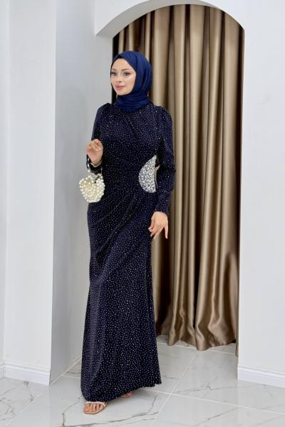 Müjde abiye elbise Lacivert