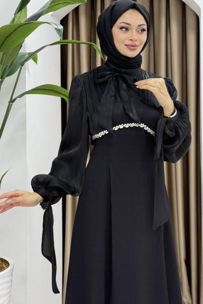 NEVİN TESETTÜR ABİYE ELBİSE Siyah