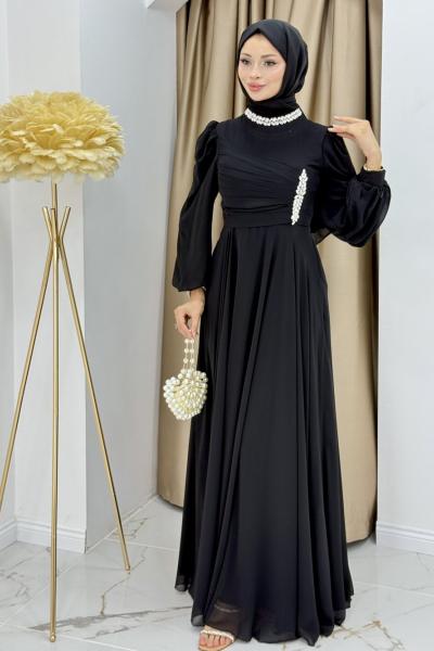 Nigar abiye elbise Siyah