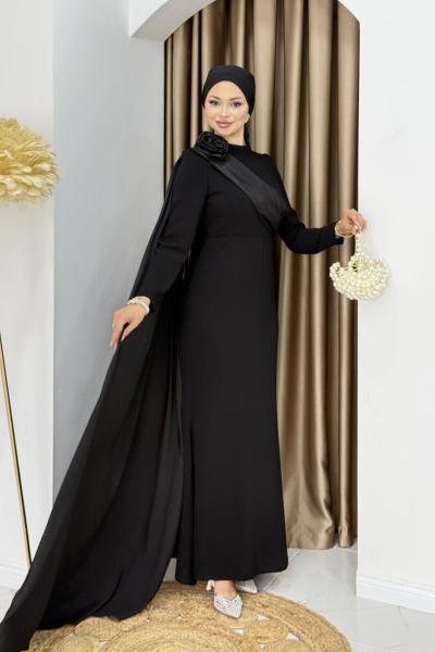 PERİ TESETTÜR ABİYE ELBİSE Siyah