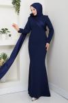 PERİ TESETTÜR ABİYE ELBİSE Lacivert