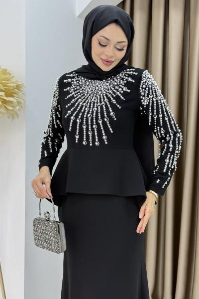 PRENSES TESETTÜR ABİYE ELBİSE Siyah