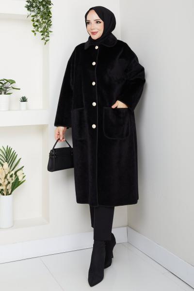 SELCAN STANDART BEDEN KADIN KABAN Siyah