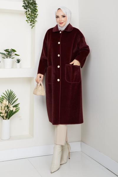 SELCAN STANDART BEDEN KADIN KABAN Bordo