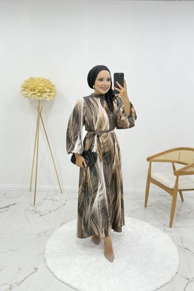 Sonay elbise  KahveyeSiyah