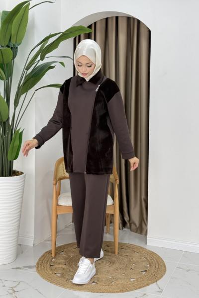 TUĞÇE TESETTÜR TAKIM  Kahve