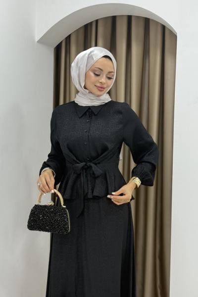 TÜLİN TESETTÜR ETEKLİ TAKIM Siyah