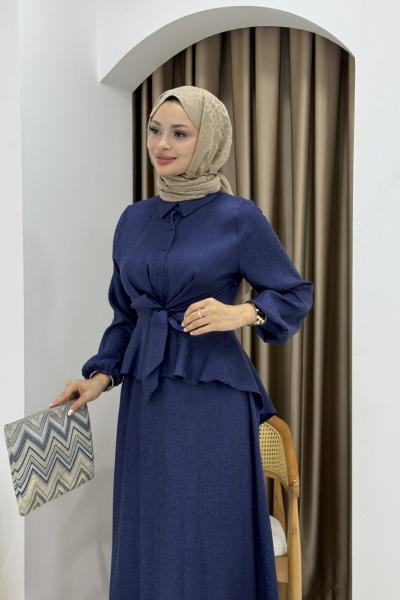TÜLİN TESETTÜR ETEKLİ TAKIM Lacivert