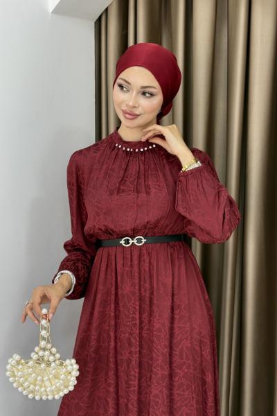 YENİ DESTAN TESETTÜR ELBİSE  Bordo