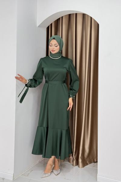 YENİ İNTİZAR TESETTÜR ELBİSE Zümrüt