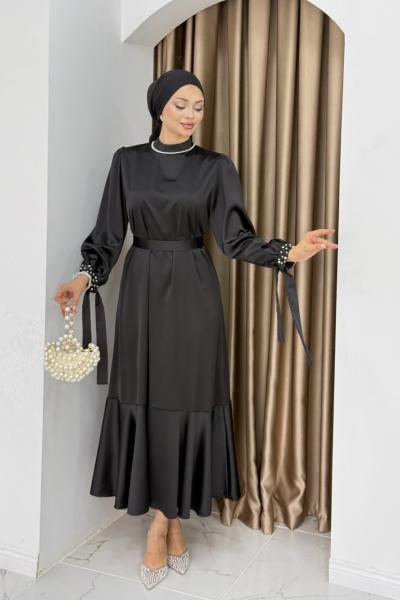 YENİ İNTİZAR TESETTÜR ELBİSE Siyah