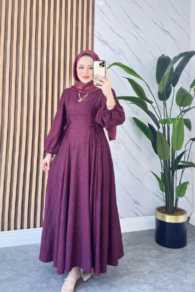 SELVİ TESETTÜR ELBİSE Bordo