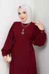 NEVRA TESETTÜR ELBİSE Bordo