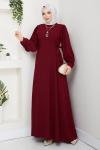 NEVRA TESETTÜR ELBİSE Bordo