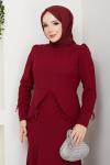 EZGİ TESETTÜR ABİYE ELBİSE  Bordo