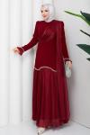 YENİ BEYHAN TESETTÜR ABİYE ELBİSE Bordo