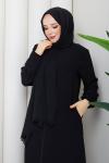 LAZER KESİM NAMAZ ELBİSESİ Siyah