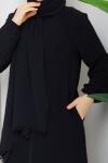 LAZER KESİM NAMAZ ELBİSESİ Siyah