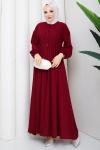 KREP TESETTÜR ELBİSE Bordo