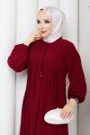 KREP TESETTÜR ELBİSE Bordo